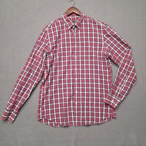 Blue by Pronto Uomo Mens Red Plaid Modern Fit Long Sleeve Button Up Shirt Sz XLT